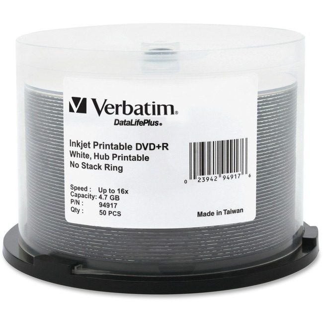 Verbatim Americas Dvd+R 4.7GB Hub Prt Ij VER94917