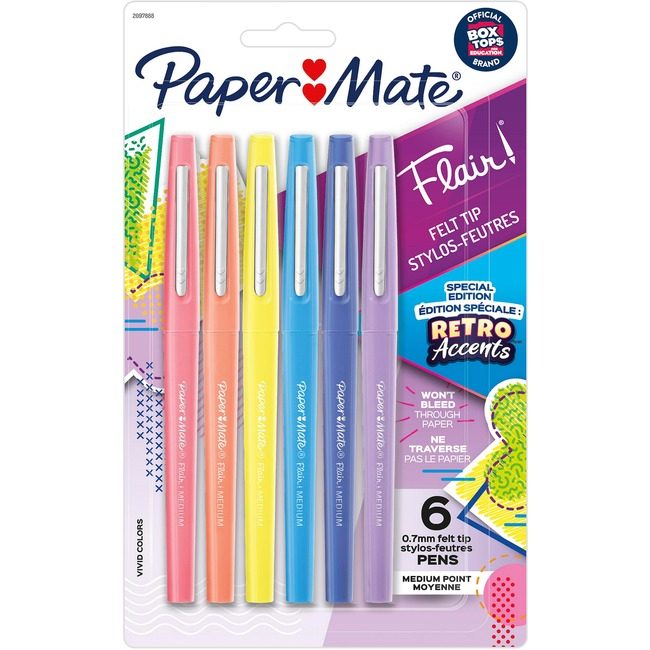 Newell Brands Paper Mate Pen Flair Medium Rtr Astd 6 Pack PAP2097888