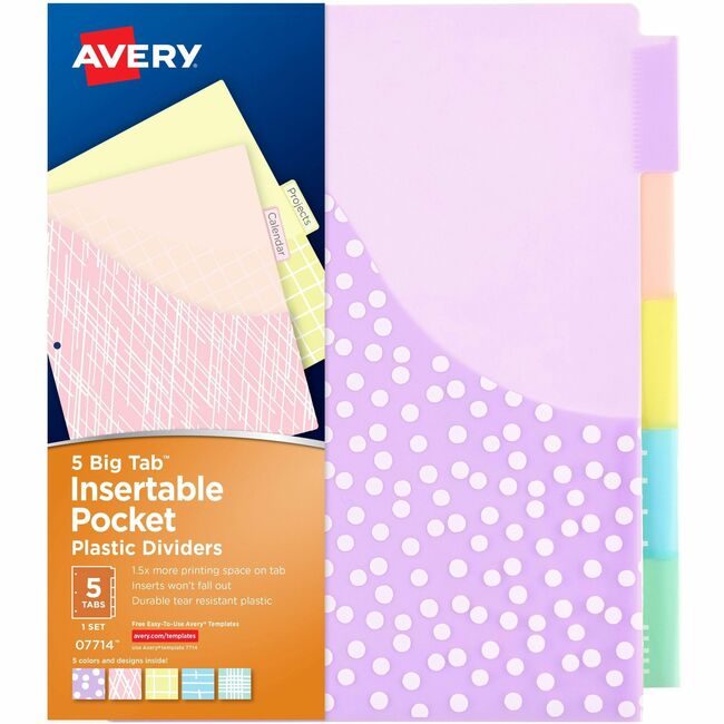 Avery Products Corporation Dividers Plastic Bigtab 5TB AVE07714