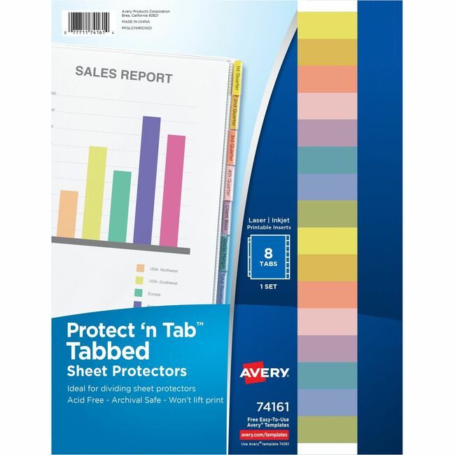 Avery Products Corporation Protector Sheet 8TAB Clear AVE74161