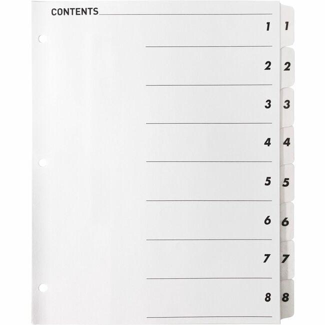 Business Source Dividers Index Toc 1-8 We BSN05853