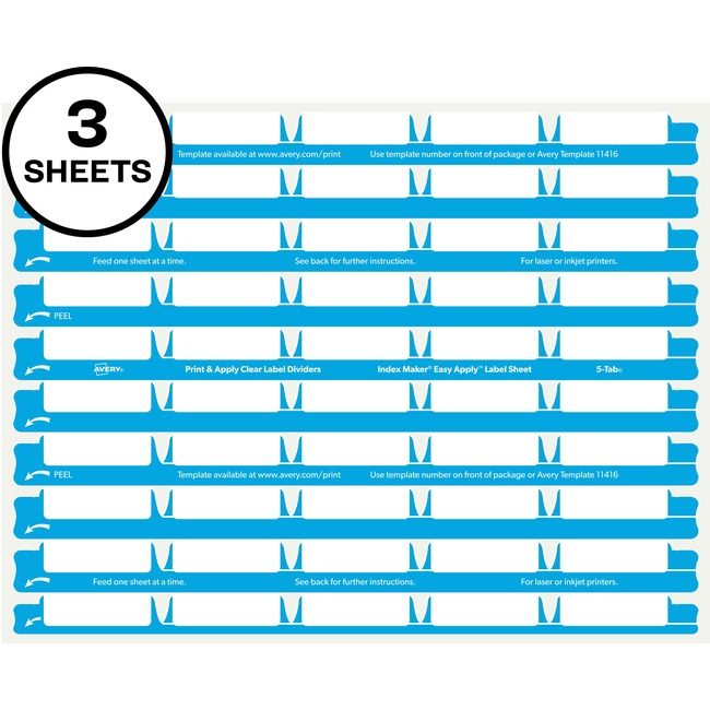 Avery Products Corporation Label Index 5TAB 3SHEETS Clear AVE11225