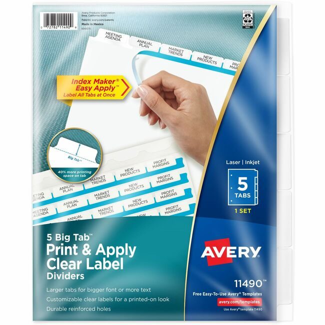 Avery Products Corporation Divider 5BIGTAB White 1SET AVE11490