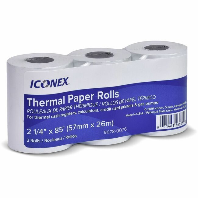 Iconex Paper Roll 2.25"X85 3 Pack ICX90780076