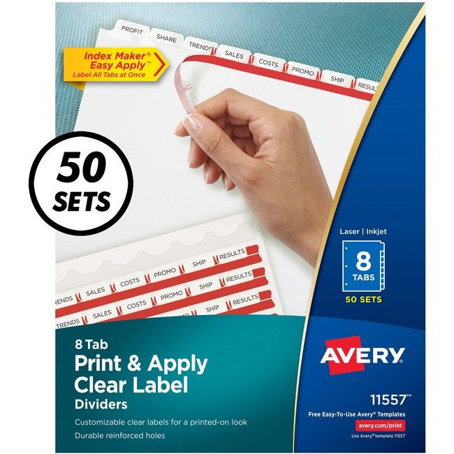 Avery Products Corporation Dividers Index Reg Tab 8TAB AVE11557