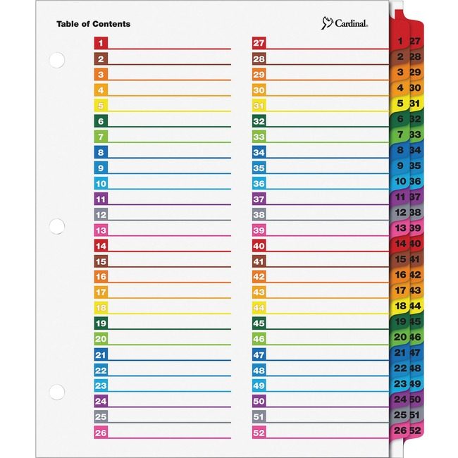 TOPS Products / Cardinal Brands Dividers Index 52TAB Multi CRD60990