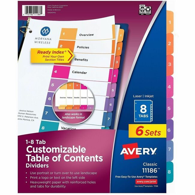 Avery Products Corporation Dividers Index Ready 1-8 AVE11186