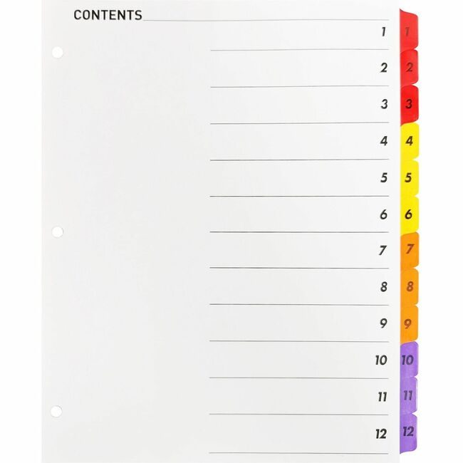 Business Source Dividers Index Toc 1-12 Mlt BSN21903
