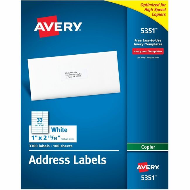Avery Products Corporation Label Copier 1X2.8 We 3300 AVE5351