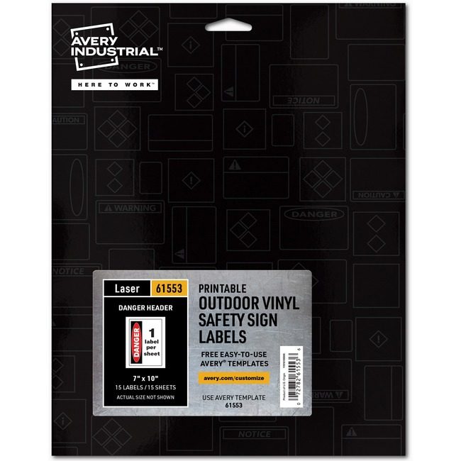 Avery Products Corporation Sign Label Danger 7X10 AVE61553