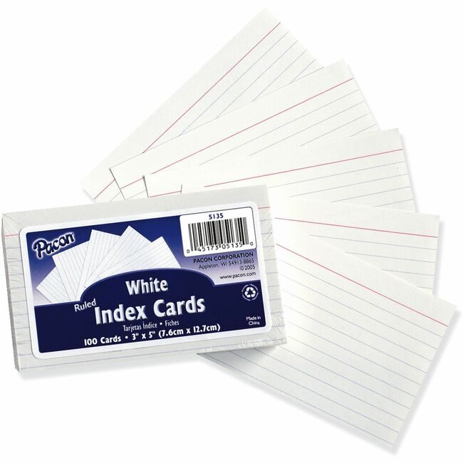 Pacon Corporation Card Index 3X5 We 100/PK PAC5135