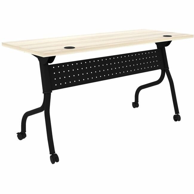 Lorell Table Trn Flip 60X24 Bk/Me LLR66376