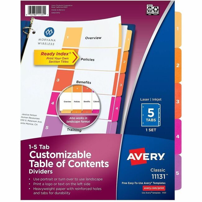 Avery Products Corporation Dividers Index Ready 1-5 AVE11131