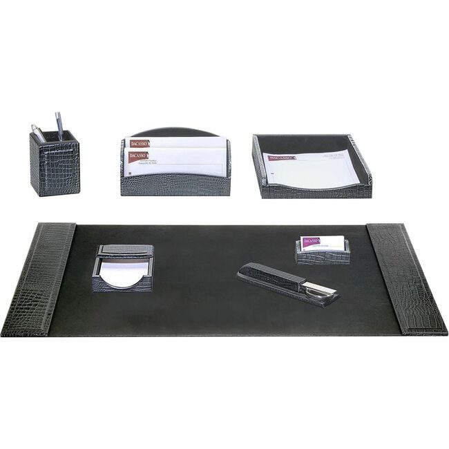 Dacasso Dsk St Lthr Crocemb Black 7PC DACD2204