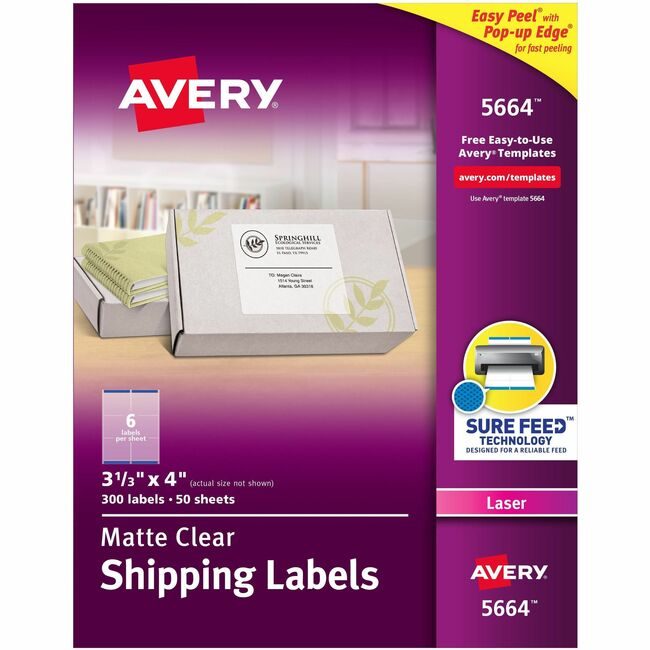 Avery Products Corporation Label Ezpeel Laser 3.3X4 Clear AVE5664