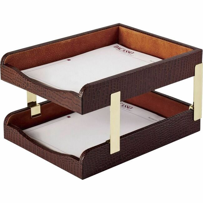 Dacasso Trays Letter Double Lthr Crocemb DACA2020
