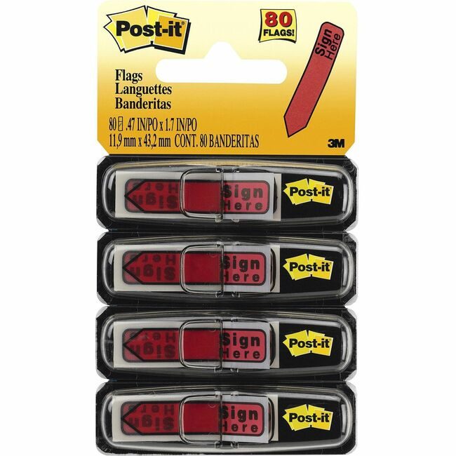 3M Company Flags Set Signhere 1/2" Red MMM684RDSH