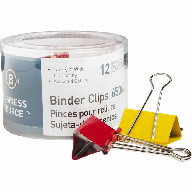 Business Source Clip Binder Large 12PC Assorted BSN65363