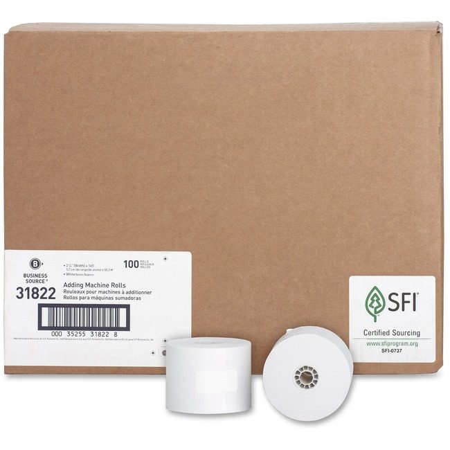 Business Source Paper Roll 2.25"X165 100 Pack BSN31822