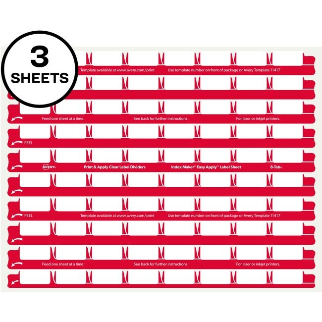 Avery Products Corporation Label Index 8TAB 30SETS Clear AVE11226