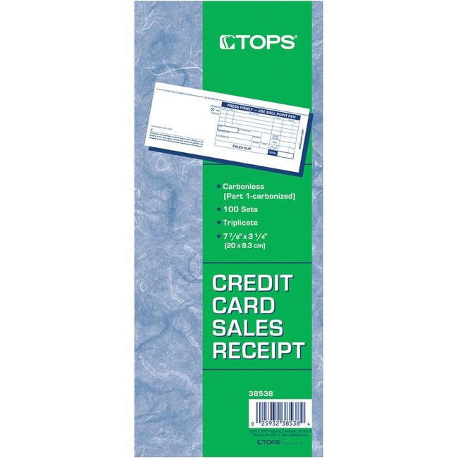 TOPS Products Slip Sales Credit Card 3PT TOP38538