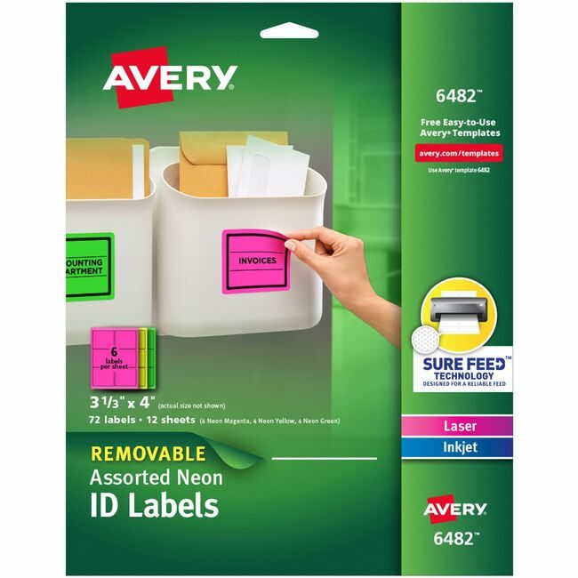 Avery Products Corporation Label Neon Remvable 3X4 Assorted AVE6482