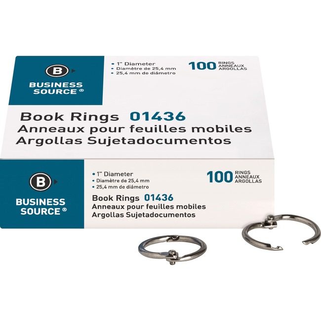 Business Source Ring Book 1" Nickel 100PC BSN01436