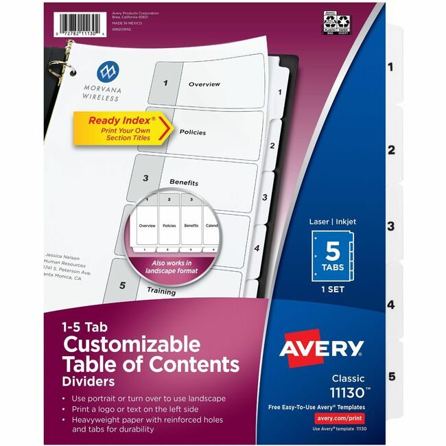 Avery Products Corporation Dividers Index Ready 1-5 AVE11130