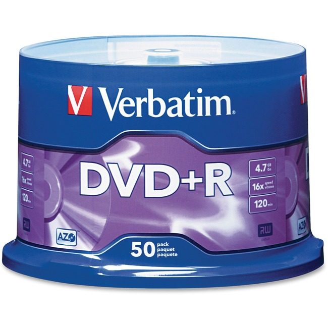 Verbatim Americas Dvd+R 4.7GB 16X 50PK SPDL VER95037