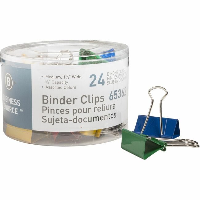 Business Source Clip Binder Medium 24PC Assorted BSN65362
