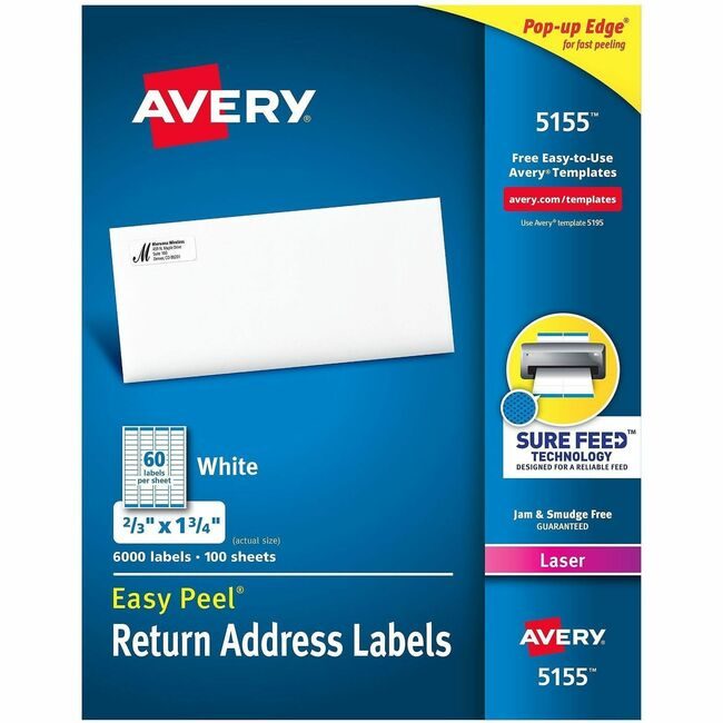 Avery Products Corporation Label Ezpeel Lsr 2/3X1.75 AVE5155