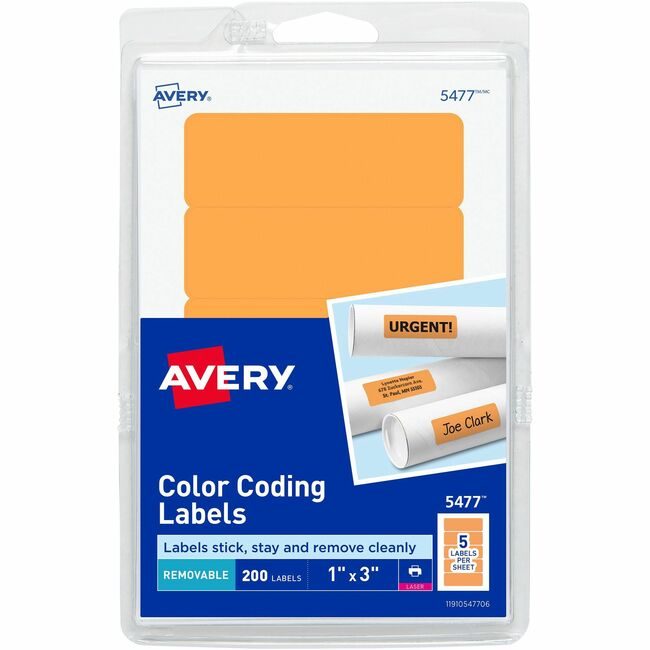 Avery Products Corporation Label Rectangle 1X3 Neonoe AVE05477