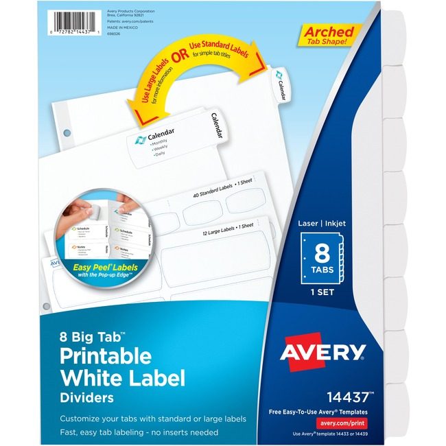Avery Products Corporation Divider Lg/Std 8TAB AVE14437