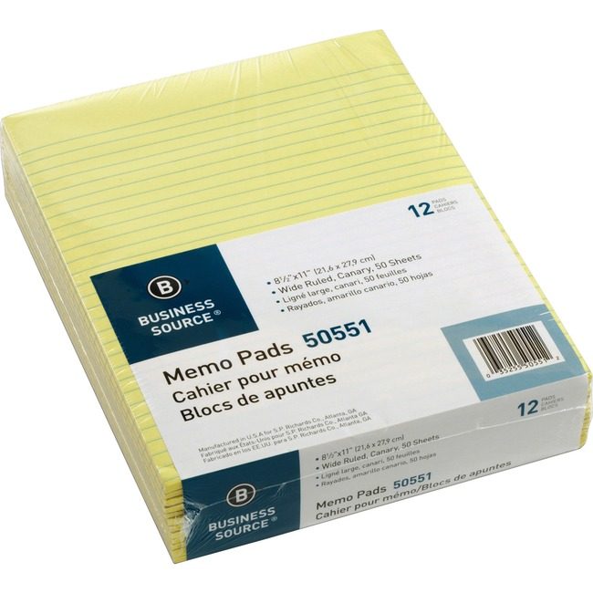 Business Source Pad Memo 8.5X11 Widerld Ca BSN50551