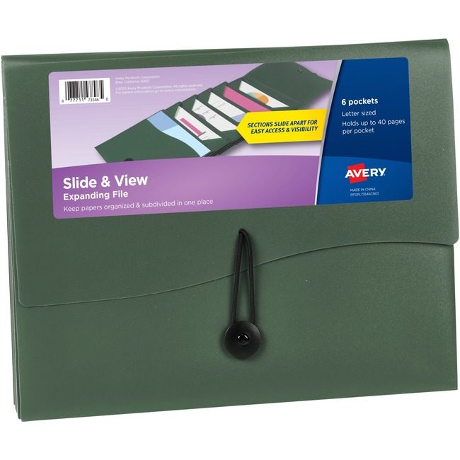 Avery Products Corporation Filefolder 6POCKET Sage AVE73546