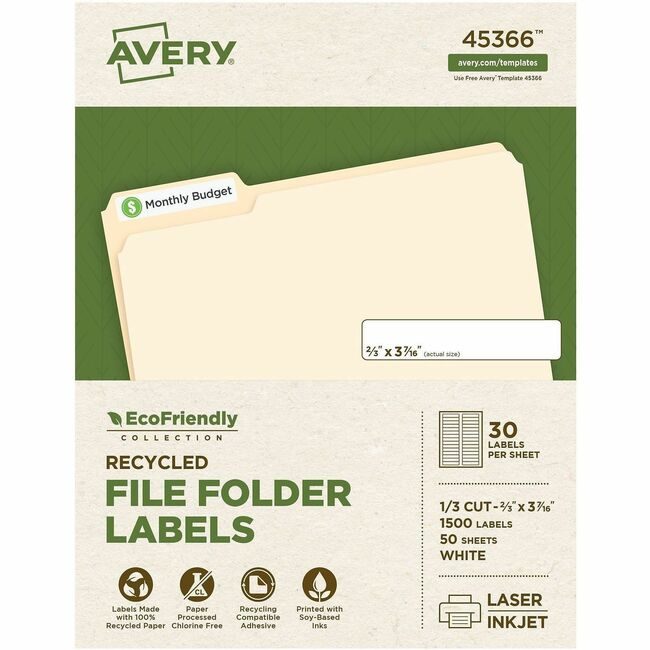 Avery Products Corporation Label File Folder 1500 Count AVE45366