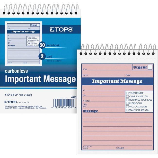 TOPS Products Book Message 4.25X6" 50ST TOP4010
