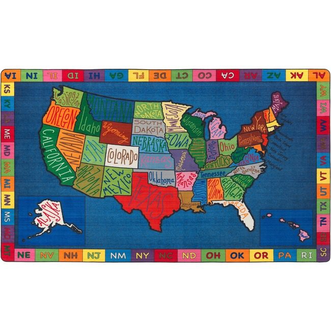 Flagship Carpets Rug Us Map Doodle 6X84" FCIFE262-32A