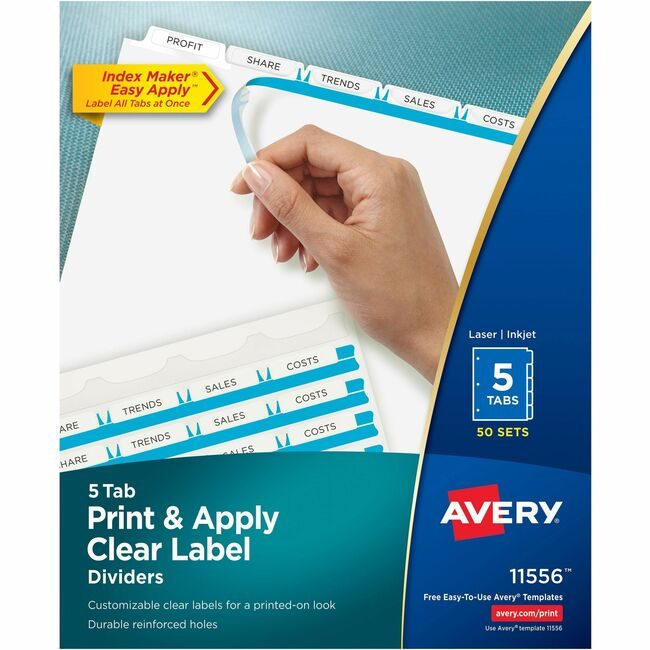 Avery Products Corporation Dividers Index Reg Tab 5TAB AVE11556