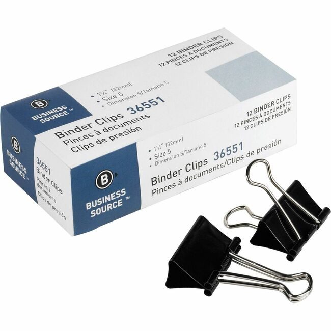 Business Source Clip Binder Medium 12PC Black BSN36551