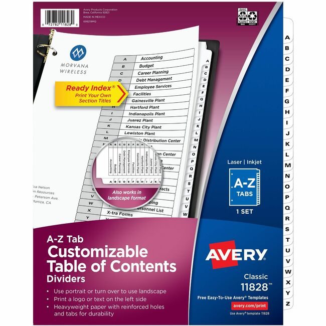 Avery Products Corporation Divider Ri A-Ztb B&W 1ST AVE11828