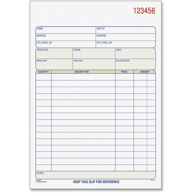 TOPS Products Book Sls Ord Cbnls Tri 50 TOP46510