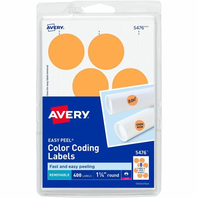 Avery Products Corporation Label Round 1.25"DIA Neonoe AVE05476