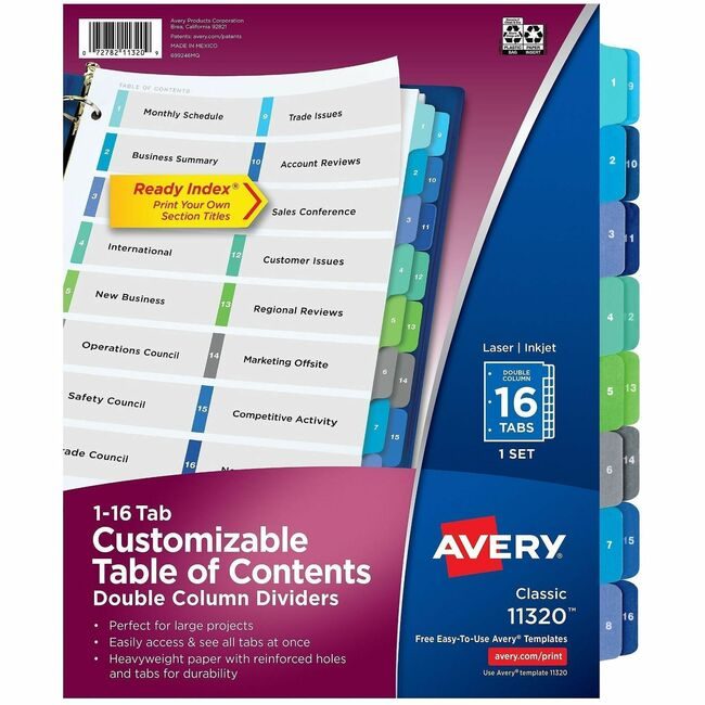 Avery Products Corporation Dividers Toc Dblclm 16TAB AVE11320