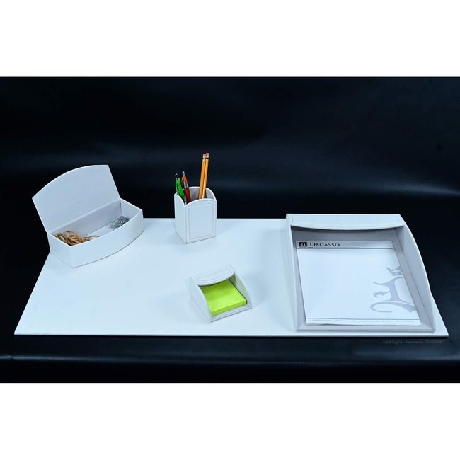 Dacasso Dsk St Lthr 5PC White DACK7002