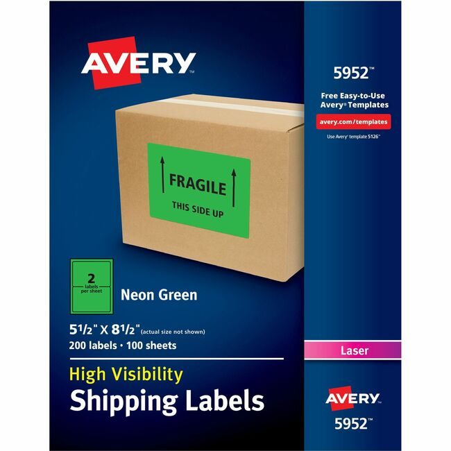 Avery Products Corporation Label Ship Neon 5.5X8.5 Green AVE5952