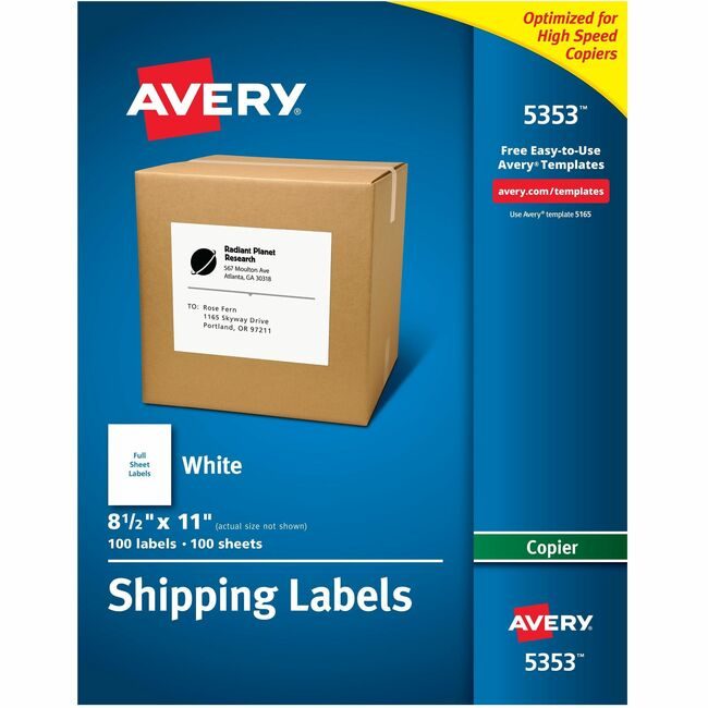 Avery Products Corporation Label Copier 8.5X11 We 100 AVE5353