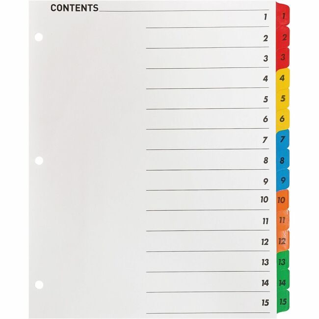 Business Source Dividers Index Toc 1-15 Mlt BSN21904