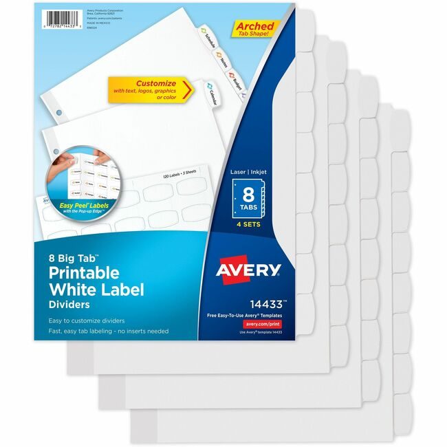 Avery Products Corporation Dividers Ezpeel Lbl 8TB 4 Pack AVE14433