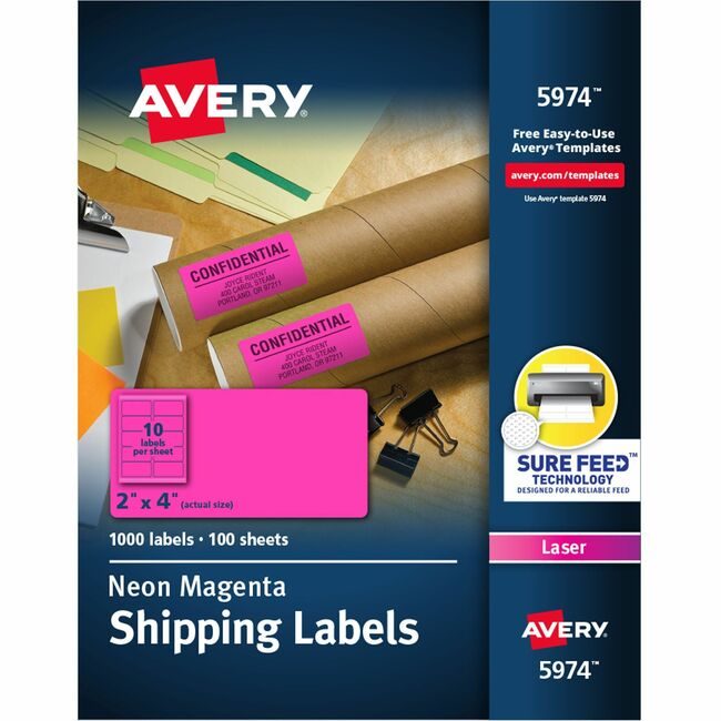 Avery Products Corporation Label Shipping Neon 2X4 Ma AVE5974